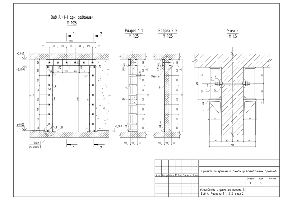 Усиление дверного проема чертеж