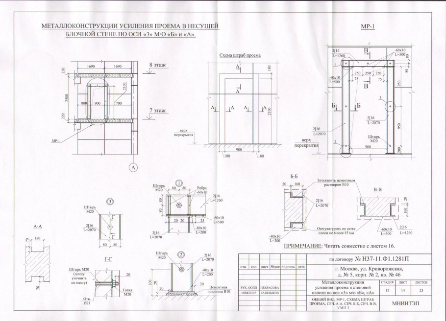 Усиление дверного проема швеллером чертеж