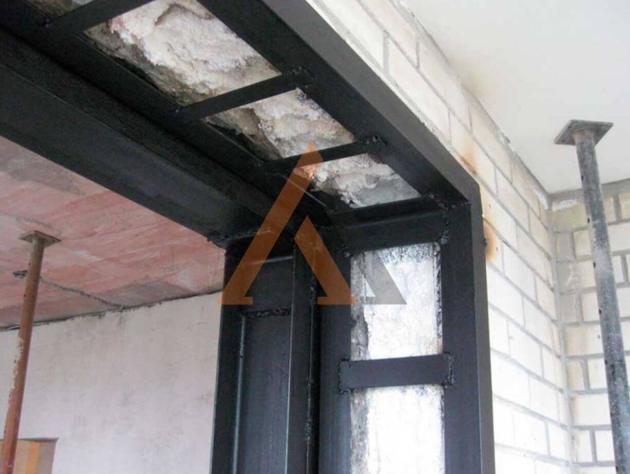 Усиление перемычки швеллерами