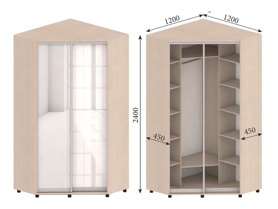 Угловой распашной шкаф высота 2400
