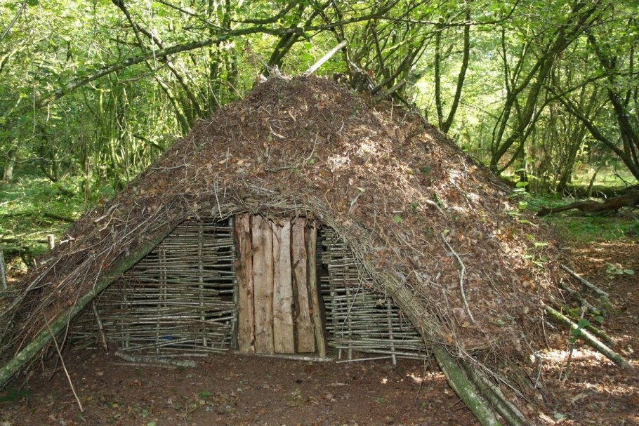 Шалаш убежище в лесу