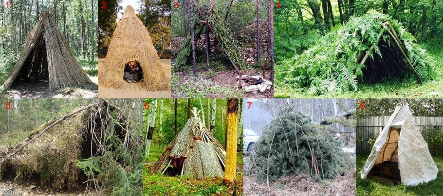 Разные виды шалашей