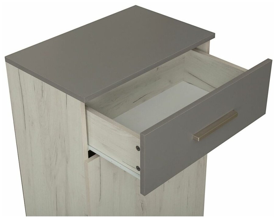 Комод Юнона (дуб белый Craft. Серый шифер) Моби