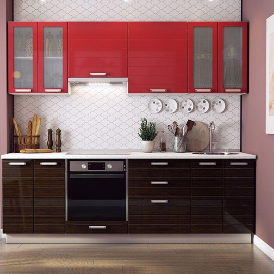 Кухня глянец вишня