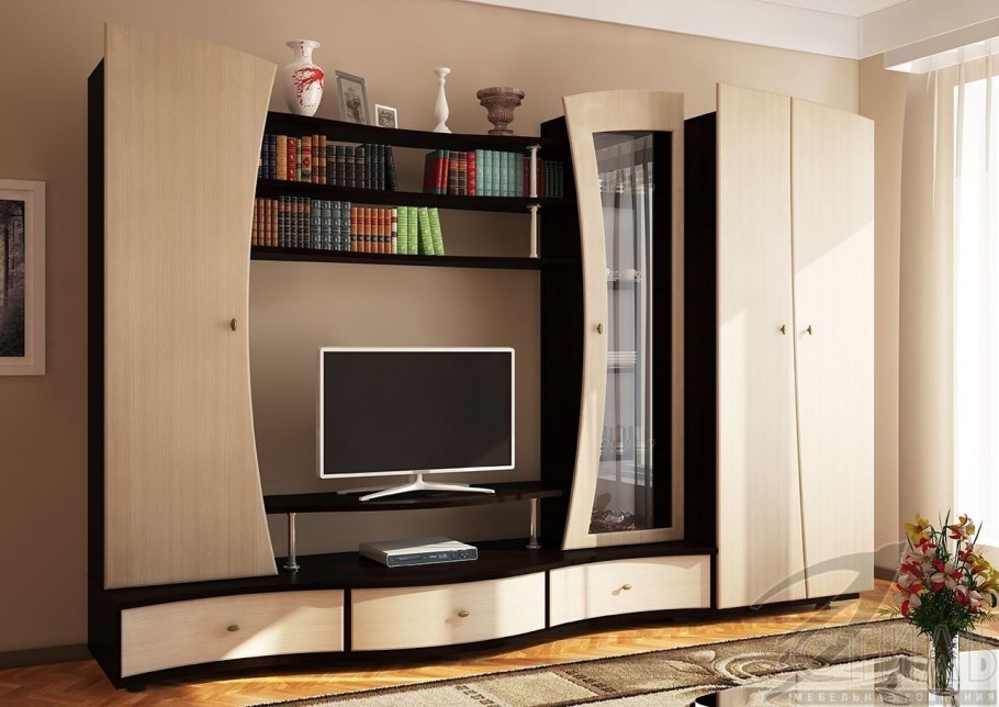 Стенка в зал с плательным шкафом