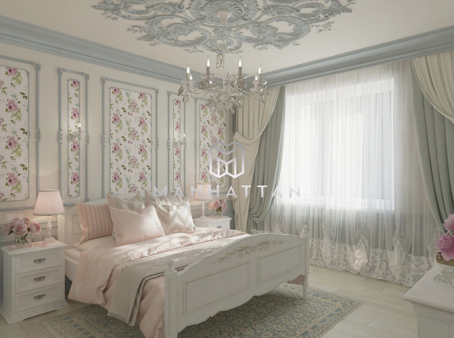 Спальня 20 кв м в стиле Прованс