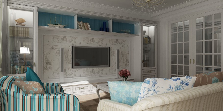 Гостиная Прованс зона ТВ