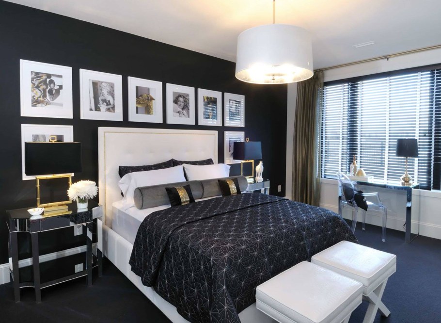 Черный пол в спальне