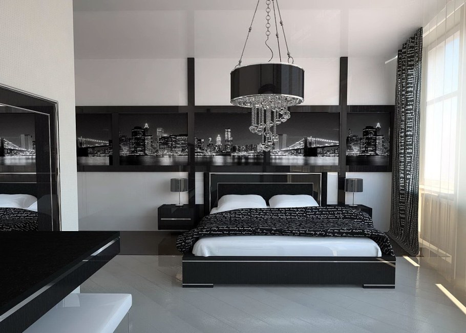 Комната в черно белом стиле