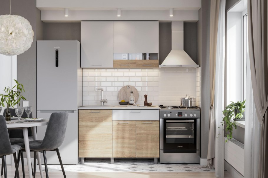 Кухонный гарнитур "кг - 4(1200)" белый / дуб сонома / белый / Антарес