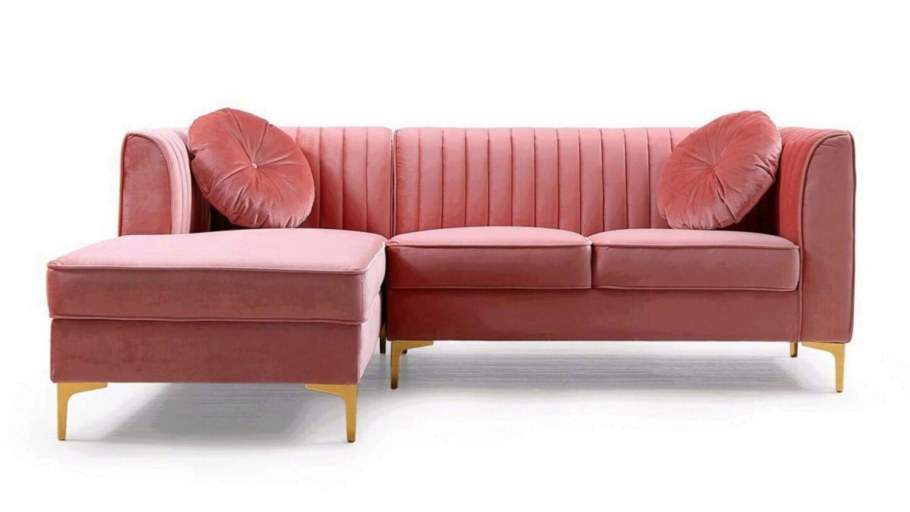 Pink Velvet Sectional Sofa