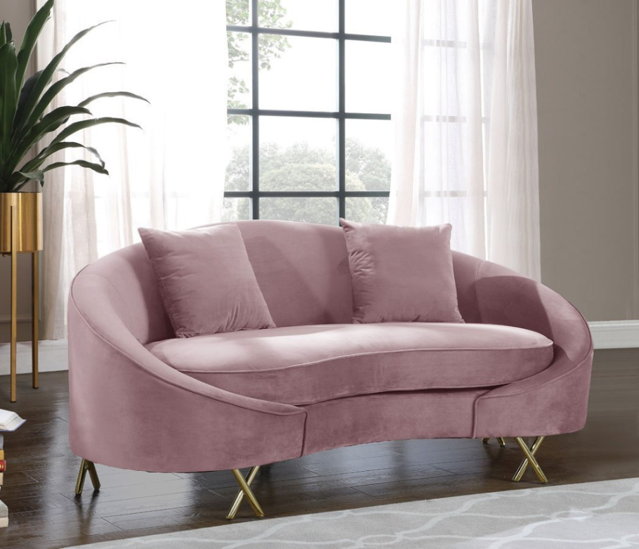 Meridian Furniture Elijah Pink Velvet Sofa