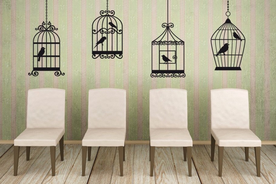 Наклейка - птичка в клетке