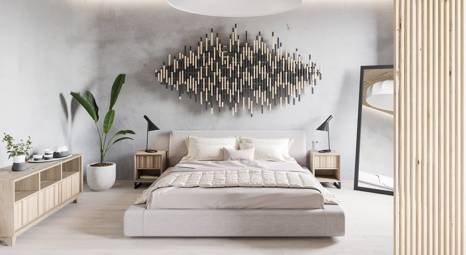 Стена из дерева декор спальня