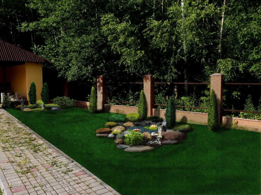 Планировка участка с детской площадкой и беседкой