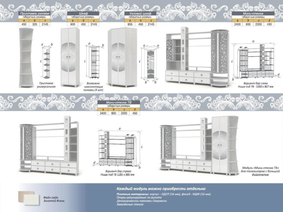 Стенка мини Палермо Файн лайн