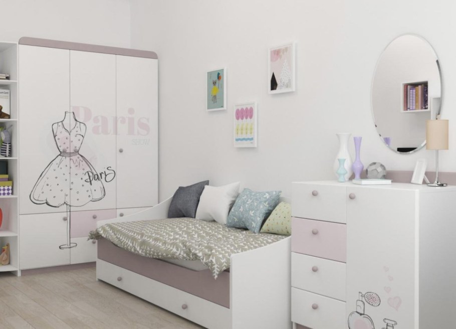 Детская белая мебель Париж для девочки
