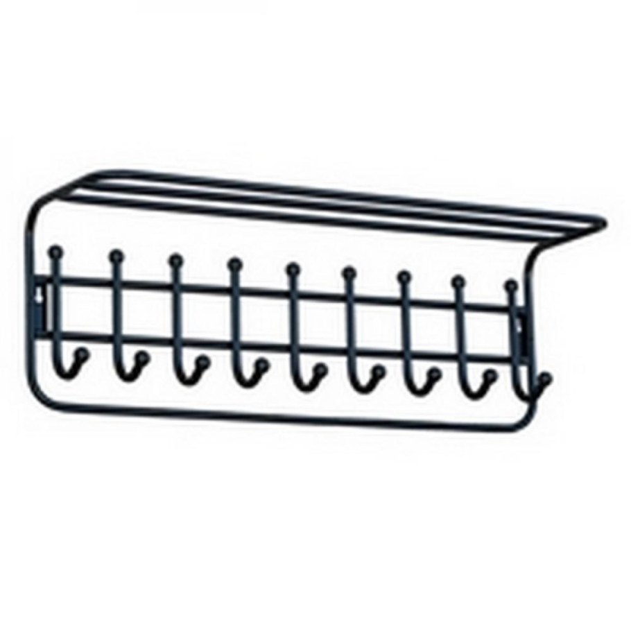 Вешалка настенная с полкой 9 крючков 900х250х190мм металлик