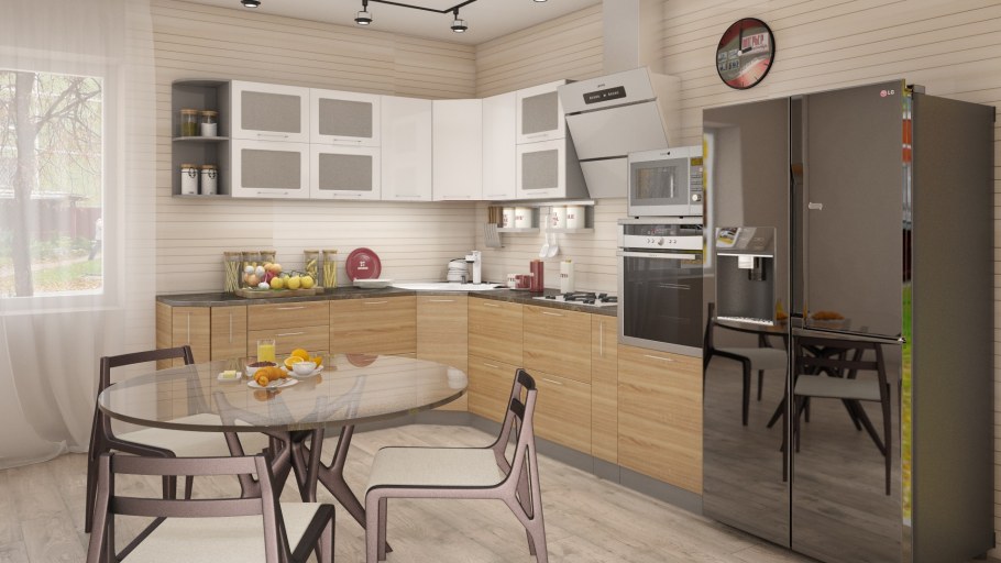 Кухня олива дуб сонома