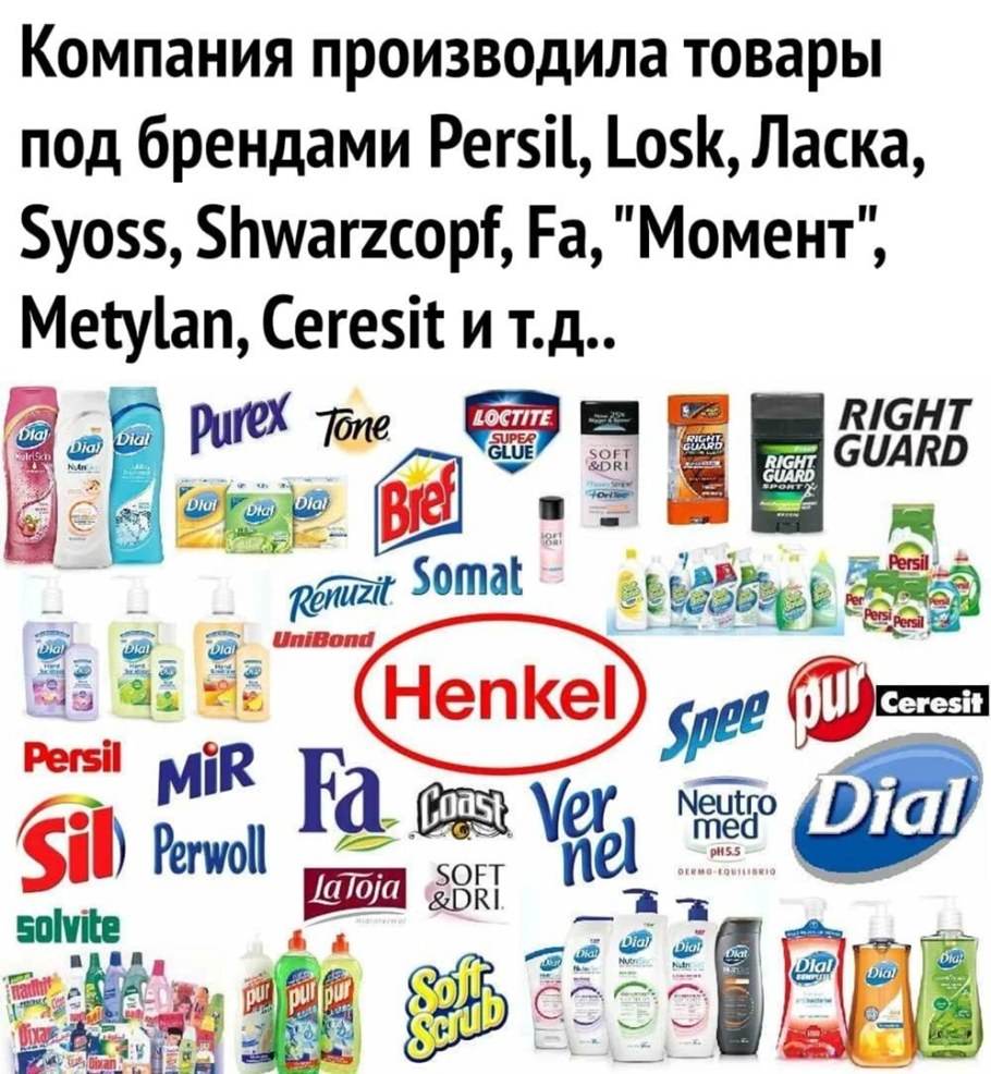 Товары бытовой химии ,бренды