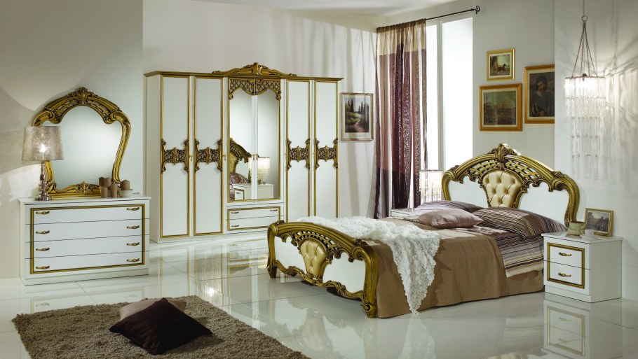 Спальный гарнитур Ольга-беж/золото