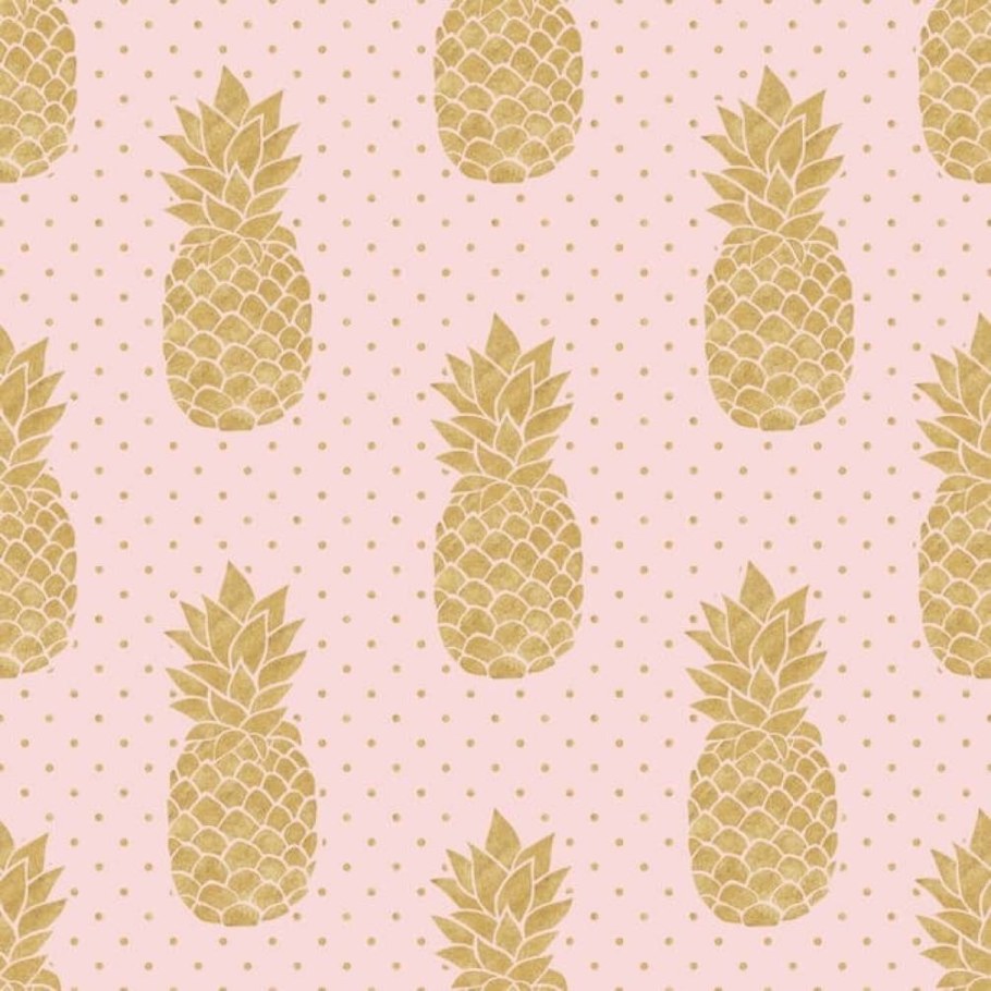 Обои с золотыми ананасами