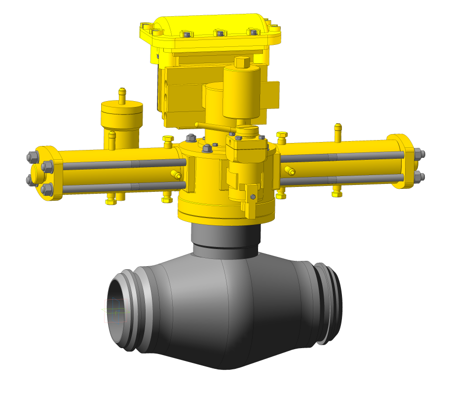 Кран шаровой ду300 с пневмогидроприводом
