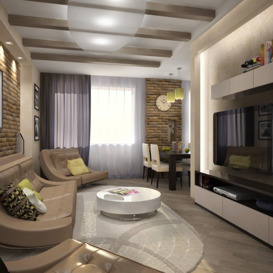 Гостиная в трехкомнатной квартире