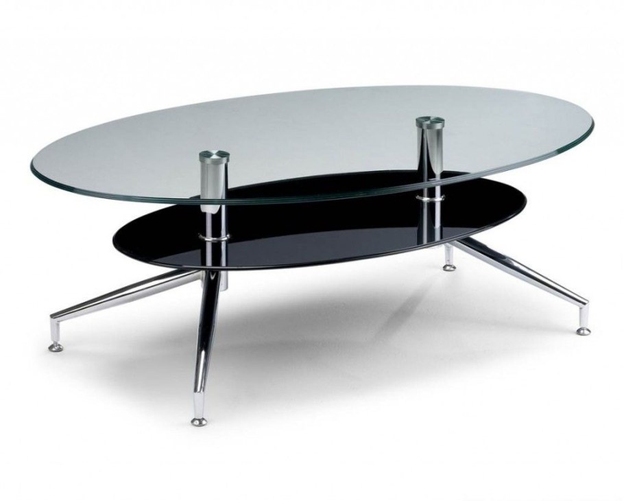 Стеклянный стол на металлических опорах