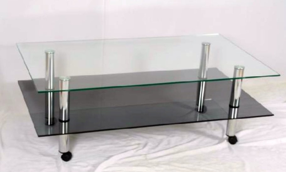Журнальный столик стеклянный с металлическими ножками