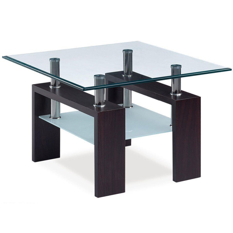 Журнальный столик стеклянный черный wire, 2 штуки