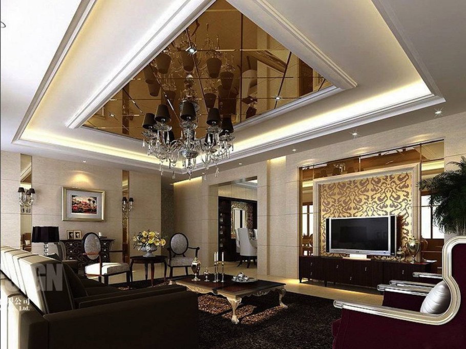 Натяжные потолки в зал в стиле арт деко