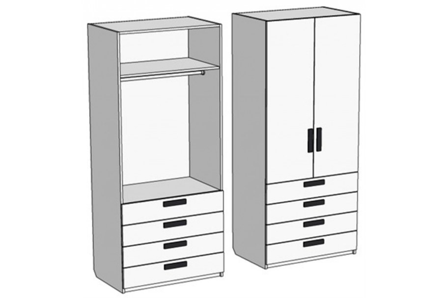 Шкаф двухдверный 90x42x220