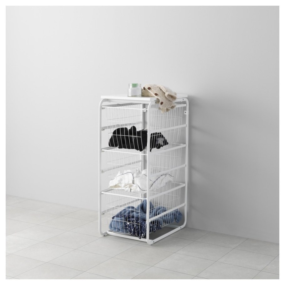 АЛЬГОТ рама/4 сетчатые корзины/верхн полка, белый