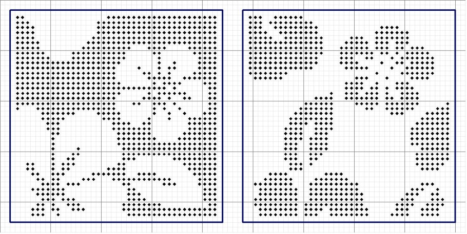 Геометрические узоры на филейной сетке