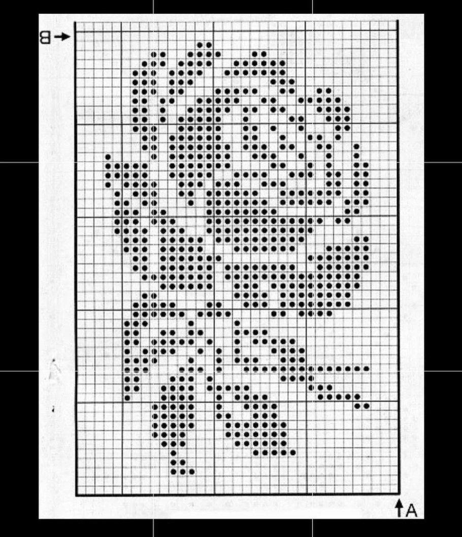 Жаккардовый узор розы спицами схема