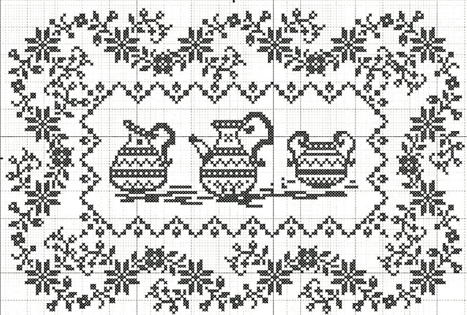 Монохромная вышивка салфетки