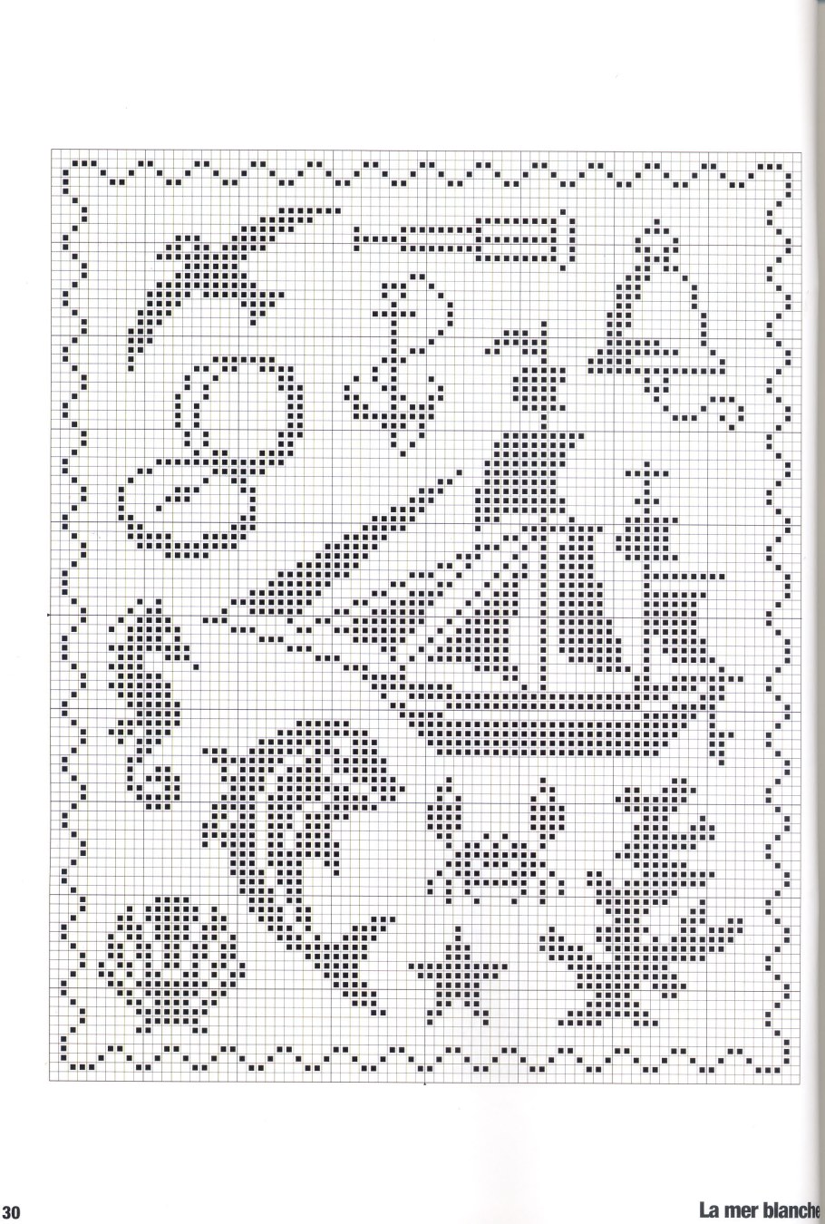 Схемы филейного вязания крючком морская