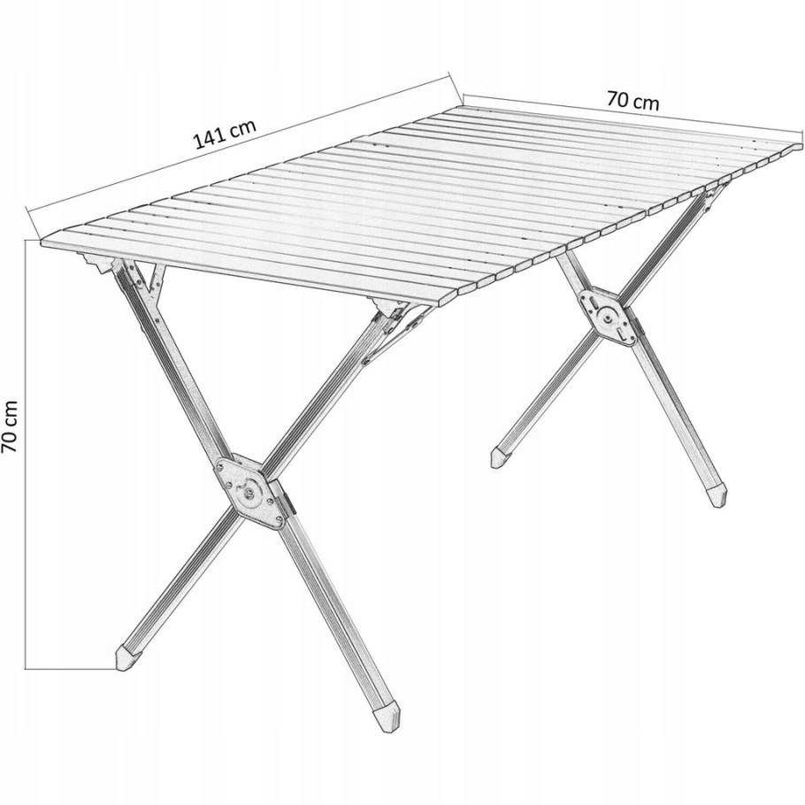 Стол складной реечный алюминиевый ytft009 110х70х70 см