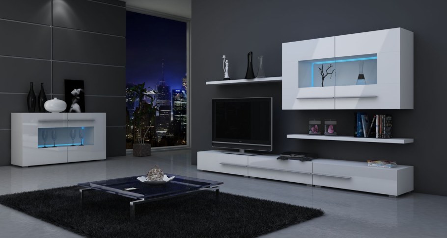 Стенка Глосс белый глянец