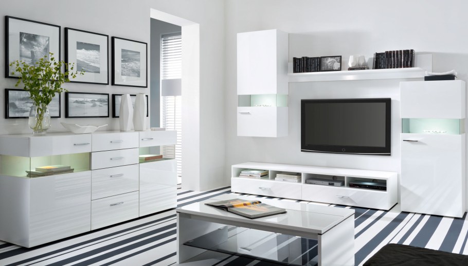 Стенка Глосс белый глянец