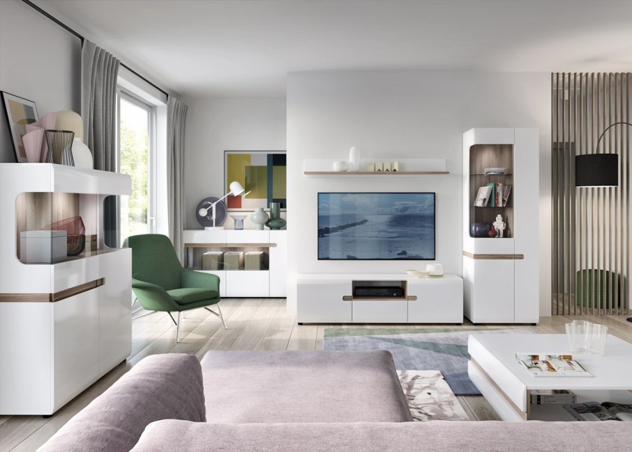 Линате гостиная белый глянец