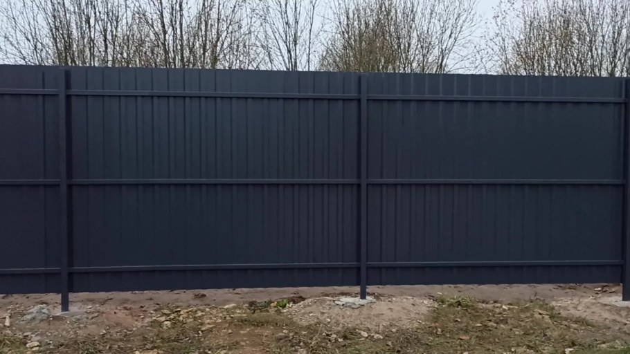 Забор мокрый асфальт RAL 7024