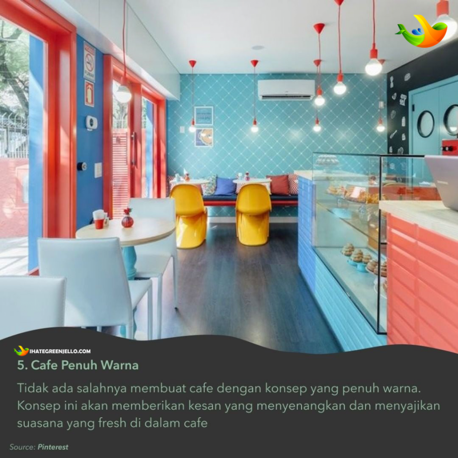 Интерьер яркой кондитерской кафе