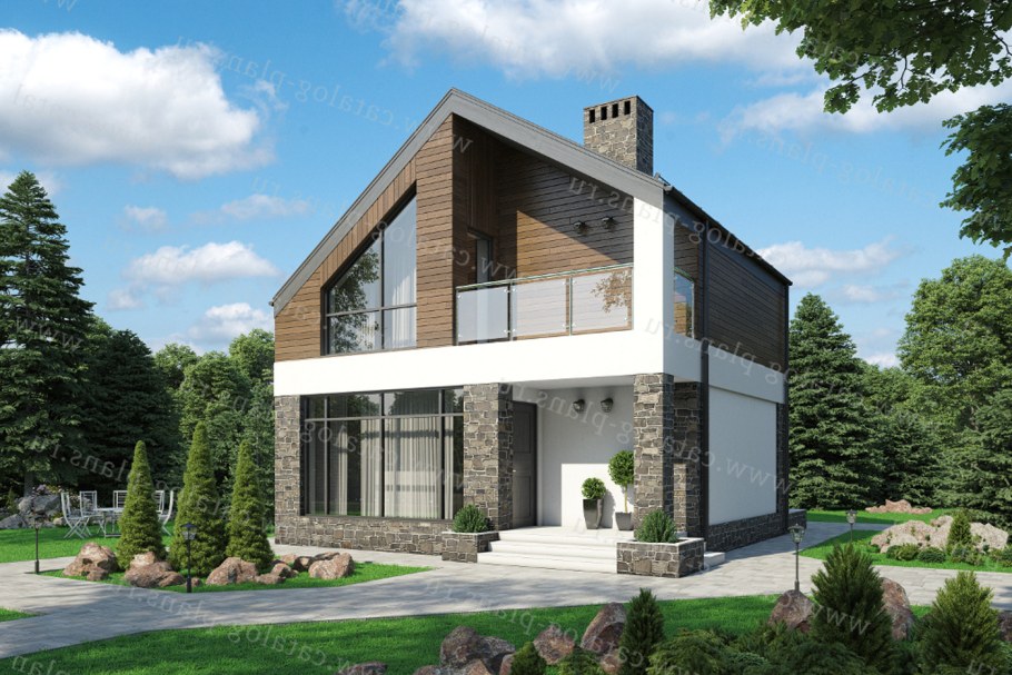 Дом из пеноблока с панорамными окнами