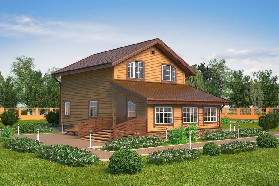 Двухэтажный дом в деревне