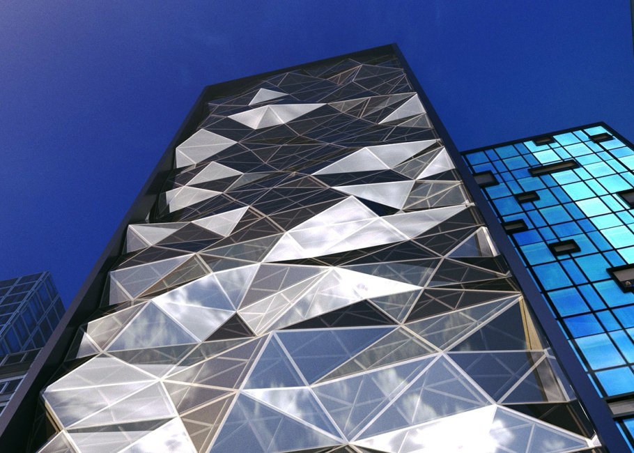 Зеркальные панели на здании