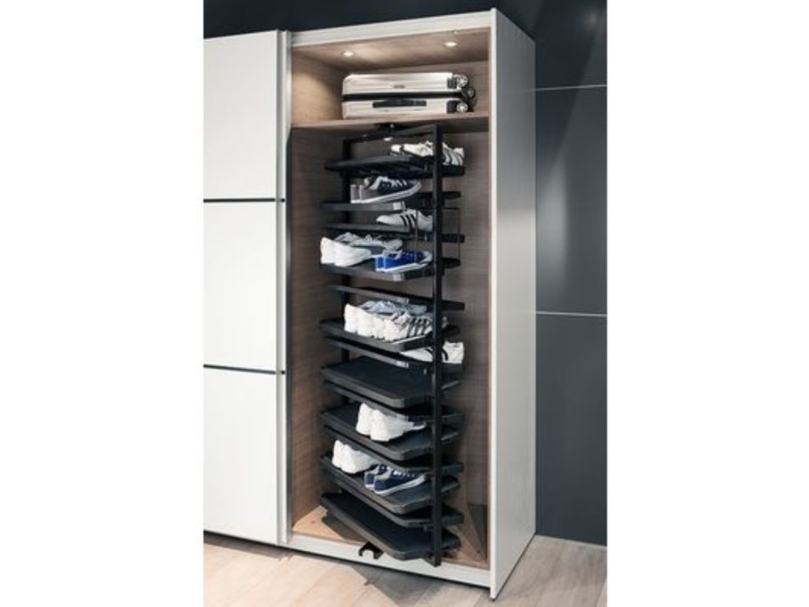 Выдвижная поворотная стойка для обуви, 800x1680x365 мм, 14 полок