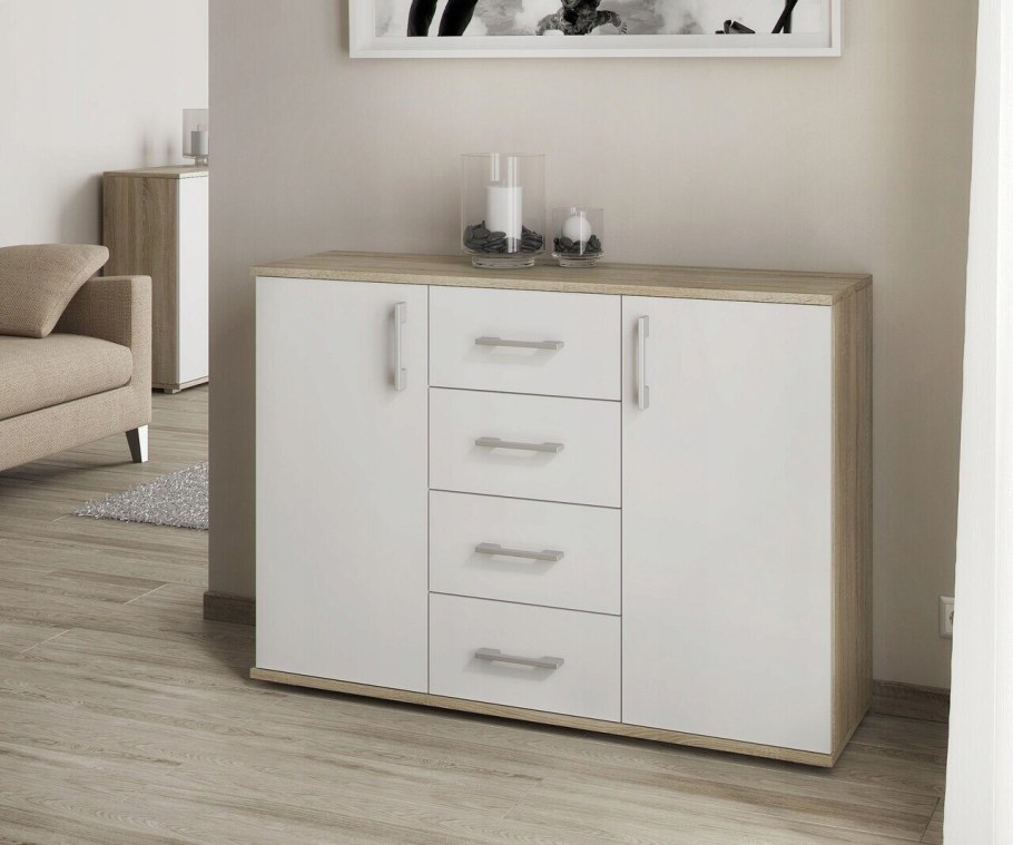 Комод Норд дуб сонома / белый