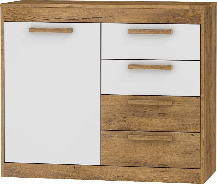 Комод тумба Елена 80см 1d4s белый-Sonoma